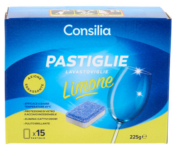 Consilia Detersivo per Lavastoviglie Pastiglie Bistrato al Limone 15x15 g