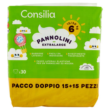 Consilia Pannolini per Bambini Extra Large 15-30 kg 2x15 pezzi