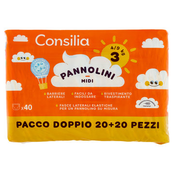 Consilia Pannolini per Bambini Midi 4-9 kg 3 2x20 pezzi