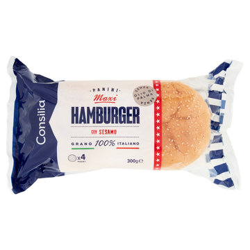 Consilia Pane per Maxi Hamburger con Sesamo 4 pezzi 300 g