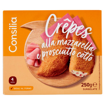 Consilia Crepes Surgelate Prosciutto Cotto e Mozzarella 4 pezzi 250 g