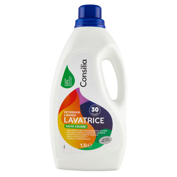 Consilia Detersivo per Lavatrice Liquido Capi Colorati 30 Lavaggi 1,5 L